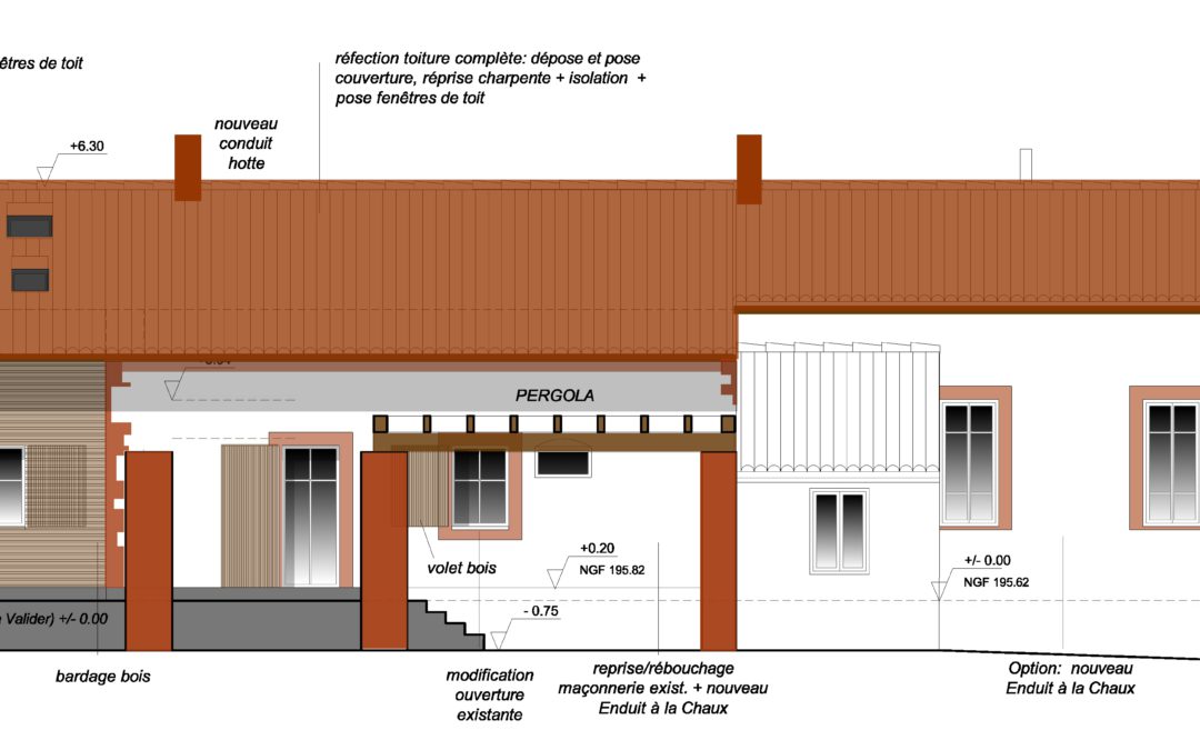 RENOVATION DE CARACTERE & ENERGETIQUE : Réhabilitation/Transformation d’un corps de ferme – Clermont le Fort 31
